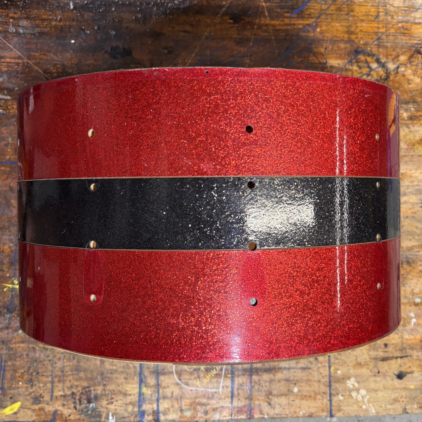 USED Slingerland 22" x 12" Drum Shell - Red & Black Sparkle