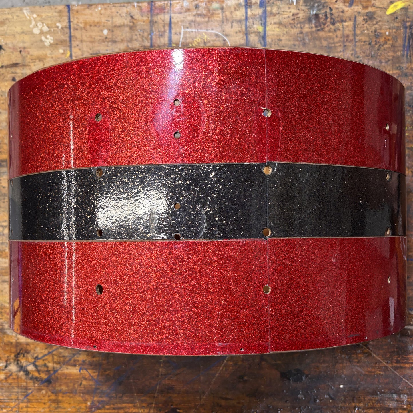 USED Slingerland 22" x 12" Drum Shell - Red & Black Sparkle