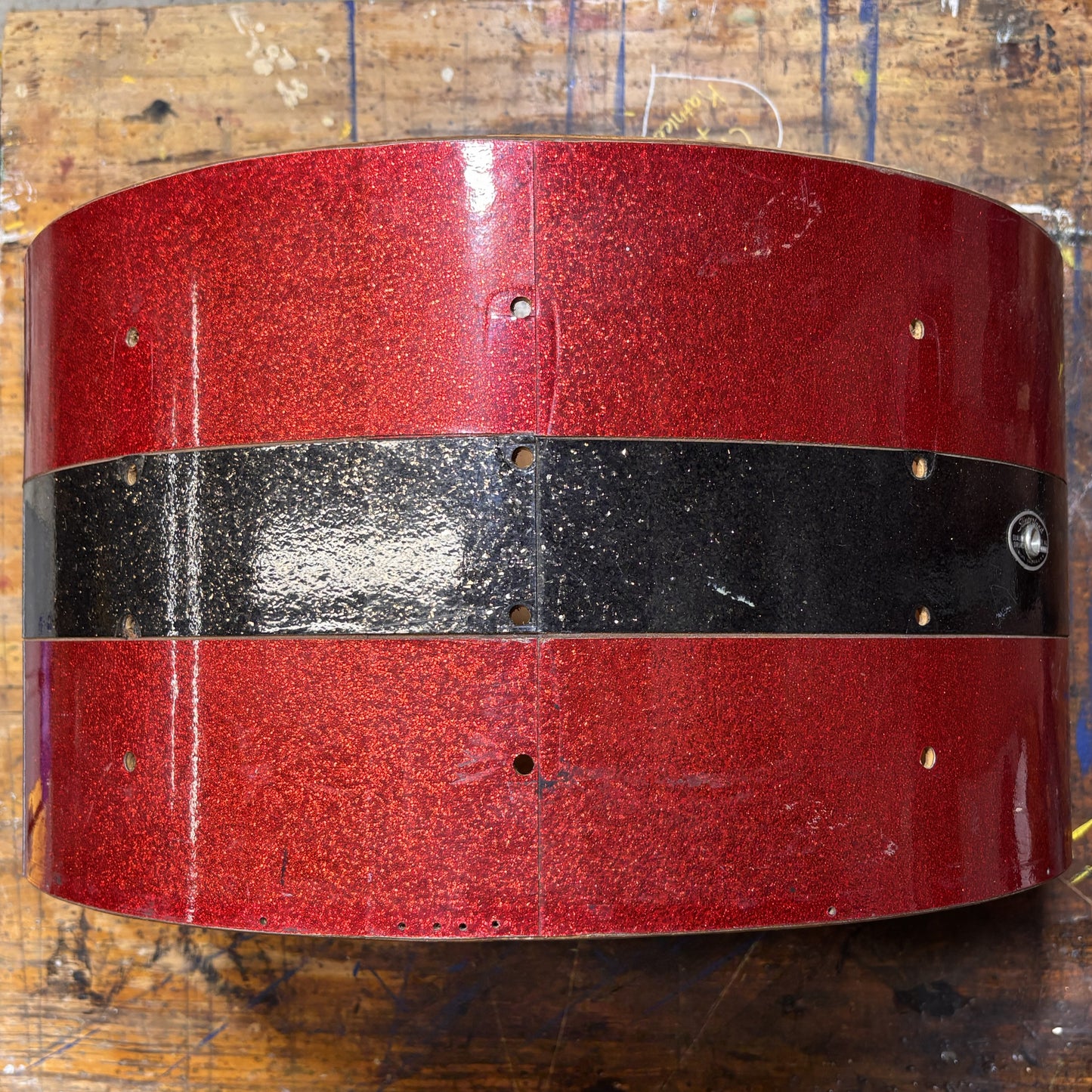 USED Slingerland 22" x 12" Drum Shell - Red & Black Sparkle