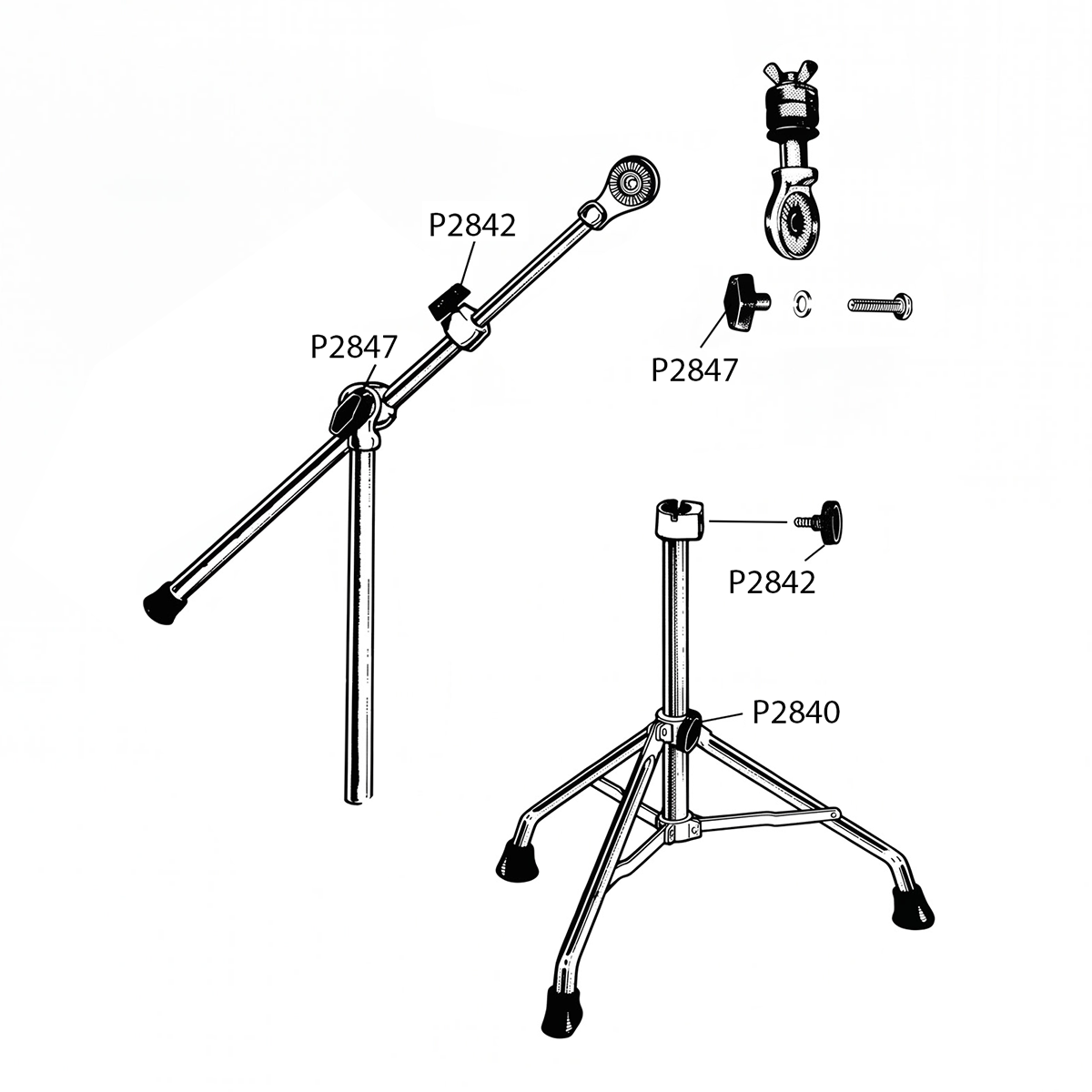 Diagram of Ludwig Hercules Cymbal Stand